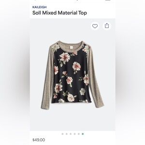 Kaileigh Soll Mixed Material Top. Large. Gently worn.